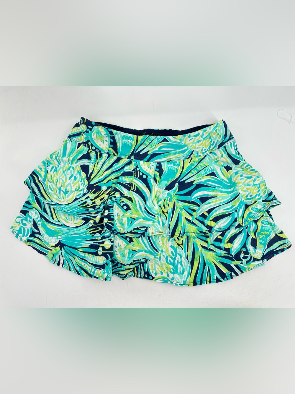 Lilly Pulitzer Navy, Teal & Lime Tropical Print Skort